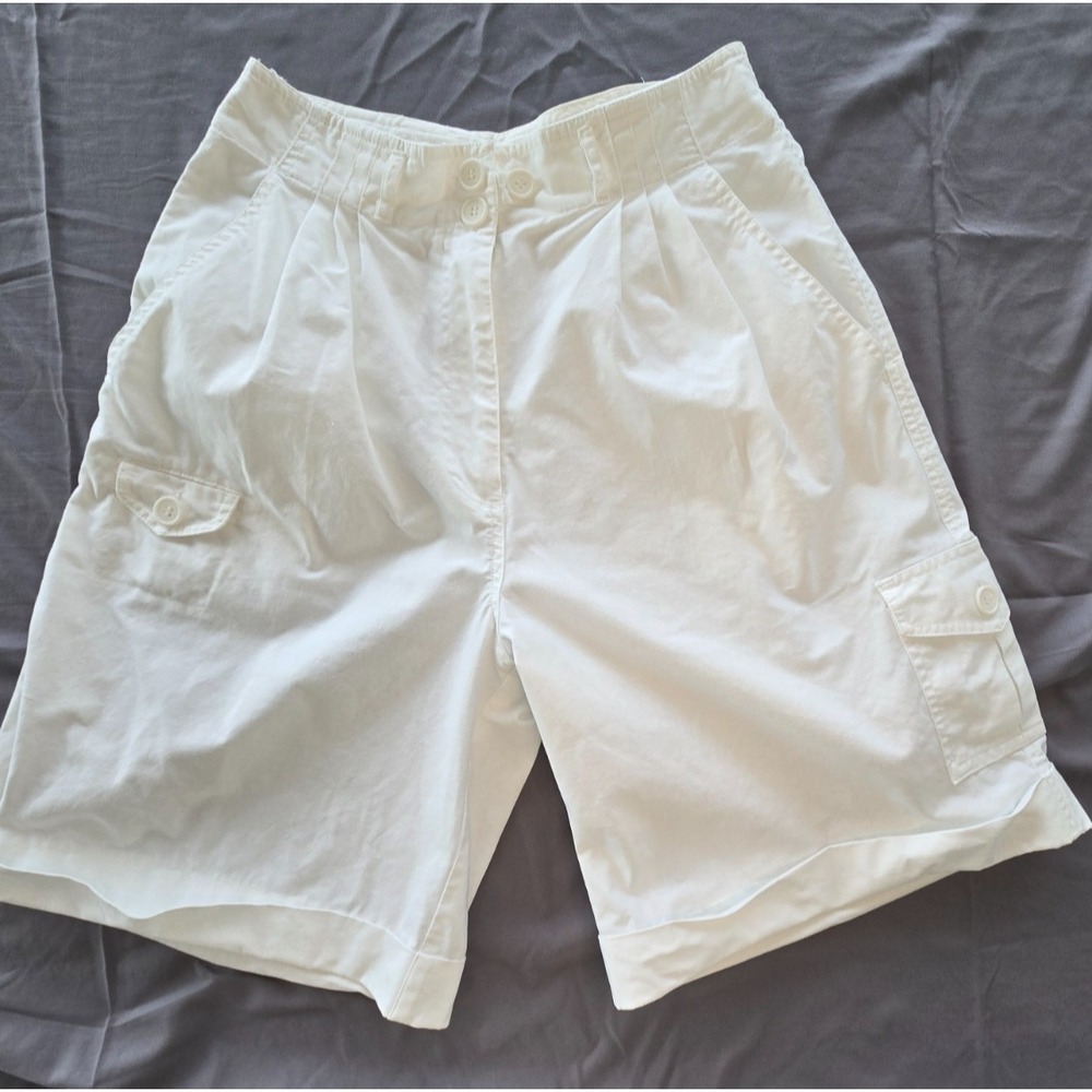 Bermuda Shorts Dress Pleated Highrise White Cargo Utility 90s Preppy Countryclub